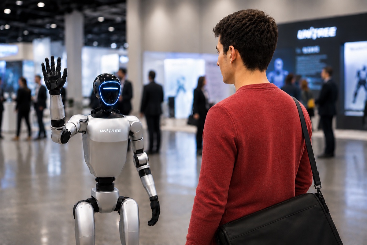 Welcome Recognition, robot greeting attendees
